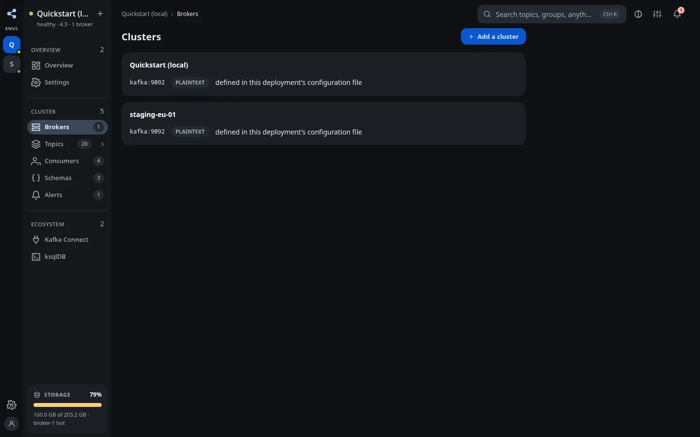Manage clusters
