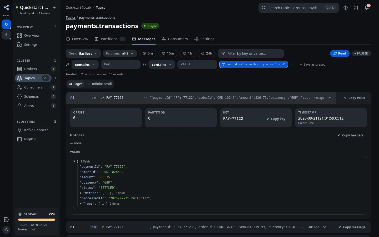 KUI filtering records by a decoded JSON field