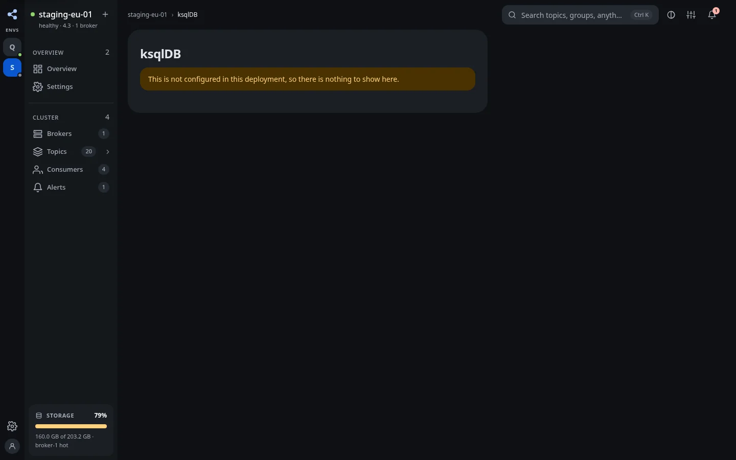 ksqlDB not configured
